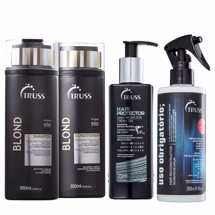 Imagem do produto Kit Truss Blond Shampoo 300ml + Condicionador 300ml + Hair Protector 250ml + Uso Obrigatório 260ml