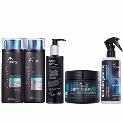 Imagem do produto Kit Truss Miracle Shampoo + Condicionador + Night Spa + Net Mask + Uso Obrigatório