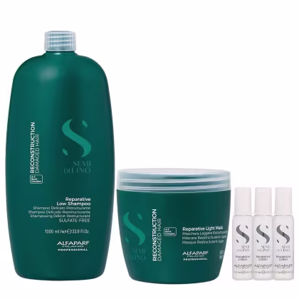 Imagem do produto Kit Alfaparf Semi Di Lino Reconstruction - Shampoo 1L +  Máscara Suave 500ml + 3x Ampola 13ml