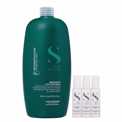 Imagem do produto Kit Alfaparf Semi Di Lino Reconstruction - Shampoo 1L +  3x Ampola 13ml