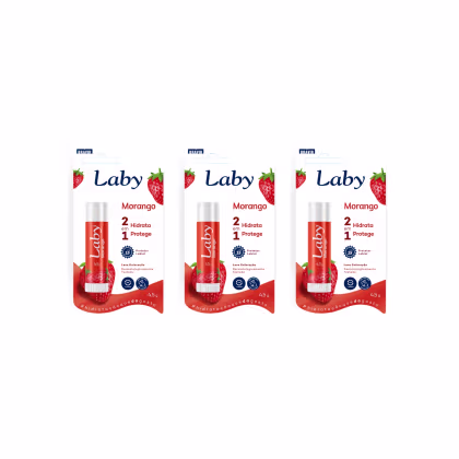 Imagem do produto Laby Protetor Hidratante Labial Morango FPS15 KIT C/ 3