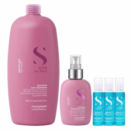 Imagem do produto Kit Alfaparf Semi Di Lino Moisture -  Shampoo 1L + Fluído 125ml +  3x Ampola 13ml
