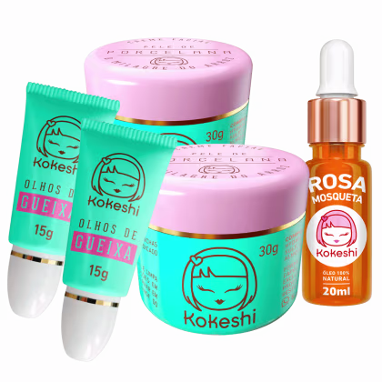 Imagem do produto Renovadores Faciais Kokeshi + Óleo de Rosa Mosqueta Super Kit Pele de Porcelana Vidro