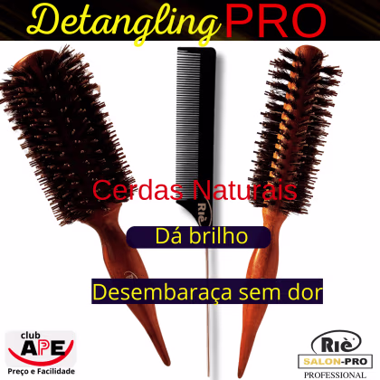 Imagem do produto RIÈ SALON-PRO KIT 2 ESC PROF  DETANGLING 47, 64 MM + PENTE RIE SALON PRO