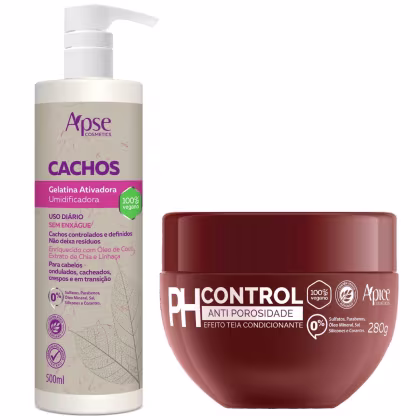 Imagem do produto Kit Apse Cachos Anti Porosidade Gelatina Ativadora De Cachos Grande + Mascara Ph Control 300g
