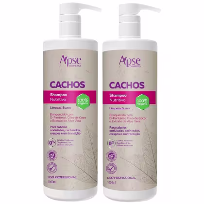 Imagem do produto Kit 2 Shampoo Nutritivo Cachos Apse Apice Vegano Anti Frizz Creme De Pentar Uso Diario 1L