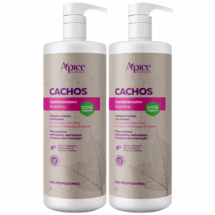 Imagem do produto Kit 2 Condicionador Nutritivo Cachos Apse Apice Vegano Anti Frizz Creme De Pentar Uso Diario 1L