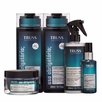 Imagem do produto Kit Truss Uso Obrigatório - Shampoo 250ml + Condicionador 250ml + Máscara 180g + Leave-in 260ml + Óleo 60ml