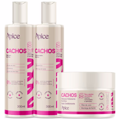 Imagem do produto Kit Apice Cachos Shampoo + Condicionador + Mascara Hidratante Capilar Nova Fragrância 300ml