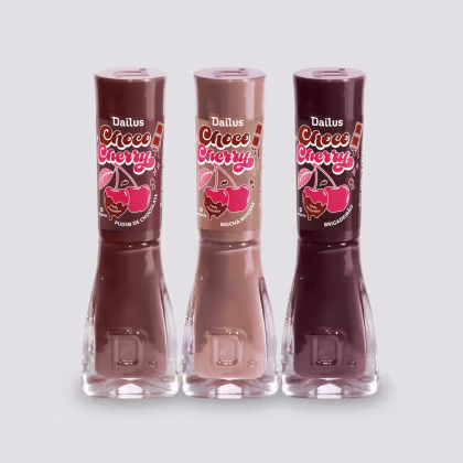 Imagem do produto Kit Esmaltes Dailus Choco Cherry - Mocha Mousse, Brigadeirão e Pudim de Chocolate