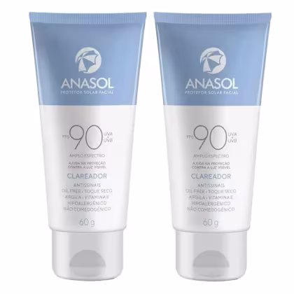 Imagem do produto Kit Anasol 2 Protetor Solar Facial Clareador FPS 90