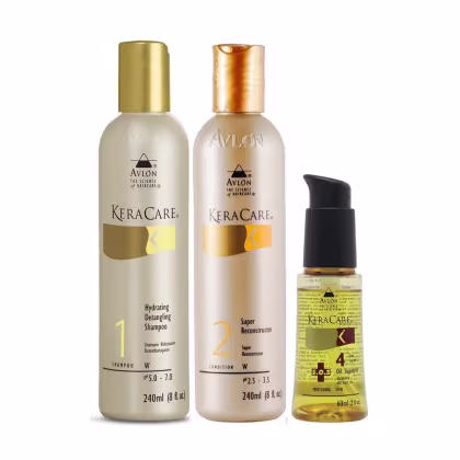 Imagem do produto Kit Avlon KeraCare - Shampoo Hydrating 240ml + Super Reconstrutor 240ml + Oil Supreme S.O.S 60ml