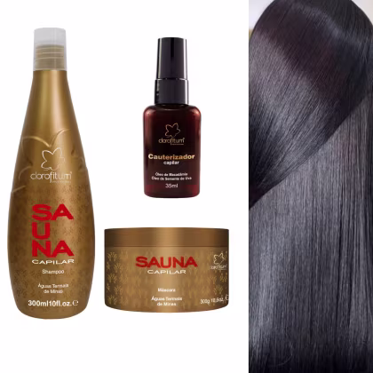 Imagem do produto Kit Clorofitum Sauna Capilar Máscara 300g Shampoo Crescimento 300ml  Cauterizador Pontas Duplas 35ml
