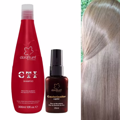 Imagem do produto Kit Clorofitum CTI Shampoo 300ml Pré E Pós-química Cauterizador Pontas Duplas 35ml