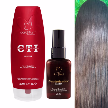 Imagem do produto Kit Clorofitum CTI Leave In 230g Pré E Pós-química Cauterizador Pontas Duplas 35ml