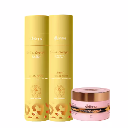 Imagem do produto Kit Shampoo Crespos, Gel Creme Crespos e Proteína Capilar Infinity – Dhonna | Limpeza, Definição e Umectação