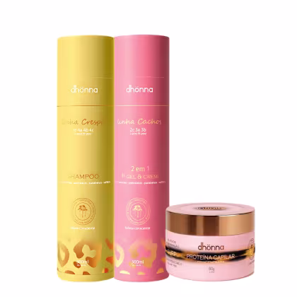 Imagem do produto Kit Shampoo Crespos, Gel Creme Cachos e Proteína Capilar Infinity – Dhonna | Limpeza, Definição e Umectação