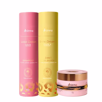 Imagem do produto Kit Shampoo Cachos, Gel Creme Crespos e Proteína Capilar Infinity – Dhonna | Limpeza, Definição e Umectação