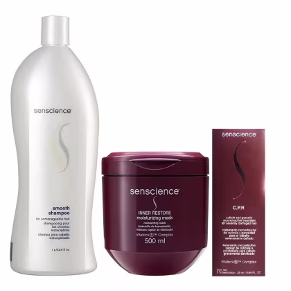 Imagem do produto Kit Senscience Smooth - Shampoo 1 Litro + Inner Restore Moisturizing 500ml + CPR (2x25)