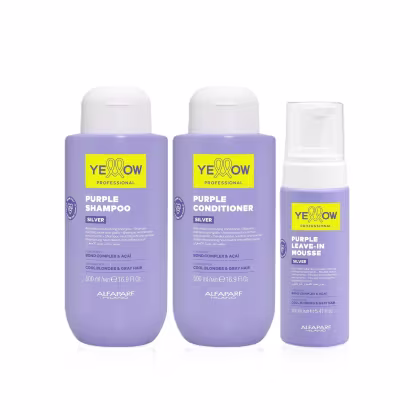 Imagem do produto Kit Yellow Purple Silver - Shampoo & Condicionador 500ml + Leave-In Mousse 160ml