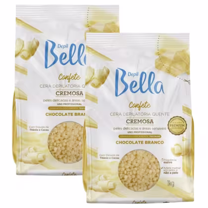 Imagem do produto Kit Cera Depil Bella Confete Chocolate Branco Com 2 Unidades de 1kg