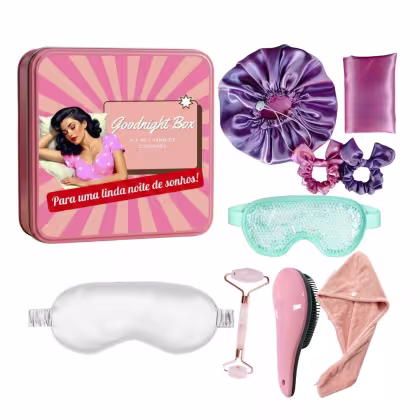 Imagem do produto Kit Lata de acessórios cabelo bem-estar Goodnight Box rosa G