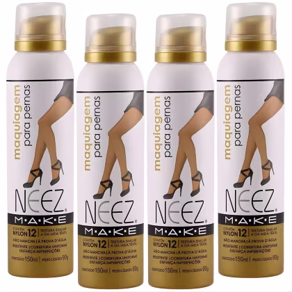 Imagem do produto Kit 4 Maquiagem Para Pernas Spray Neez Profissional Esconde Estrias Celulites Morena Media 150ml