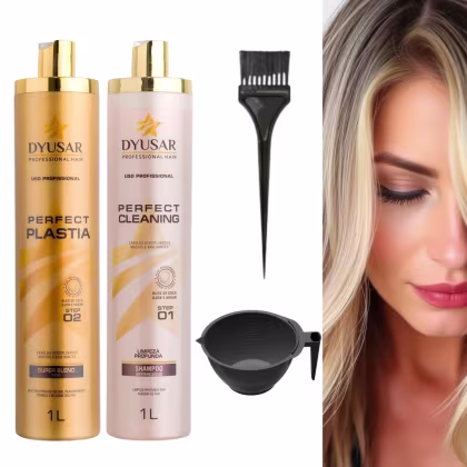 Imagem do produto Kit Escova Progressiva Sem Formol Profissional Perfect Plastia 1L Pincel e Cumbuca Dyusar