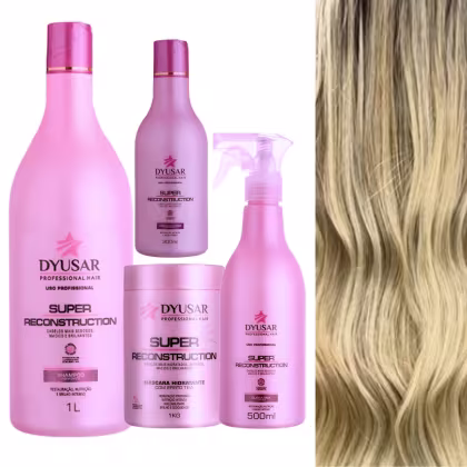 Imagem do produto Kit  Super Reconstrução Shampoo 1L, Condicionador 300ml, Máscara 1K, Queratina 500ml Dyusar