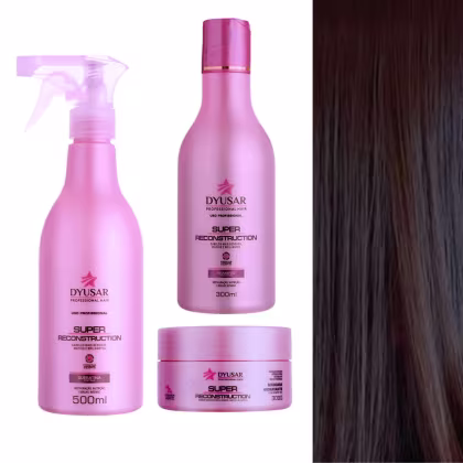 Imagem do produto Kit  Super Reconstrução Shampoo 300ml, Máscara 300g, Queratina 500ml Dyusar