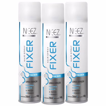 Imagem do produto Kit 3 Spray Fixador De Cabelo Profissional Neez Laque Capilar Fixa Solto Longa Duração 250ml