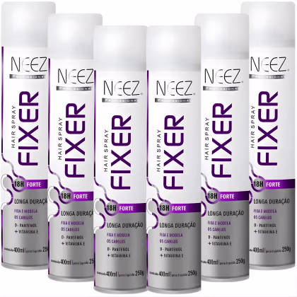 Imagem do produto Kit 6 Spray Fixador De Cabelo Profissional Neez Laque Capilar Fixação Forte 18 Horas 400ml