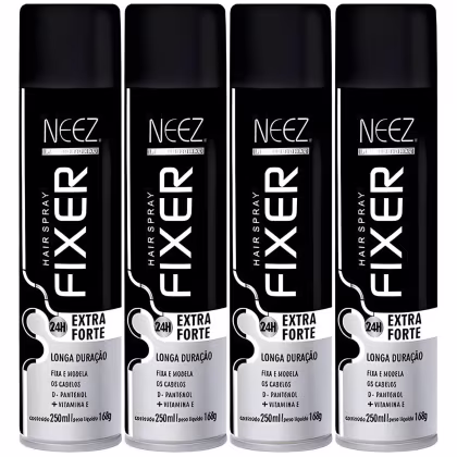 Imagem do produto Kit 4 Spray Fixador De Cabelo Profissional Neez Laque Capilar Fixação Extra Forte 24 Horas 250ml