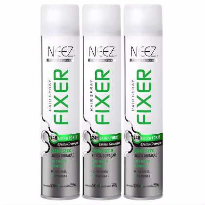 Imagem do produto Kit 3 Spray Fixador De Cabelo Profissional Neez Laque Extra Forte Efeito Grampo 24 Horas 400ml