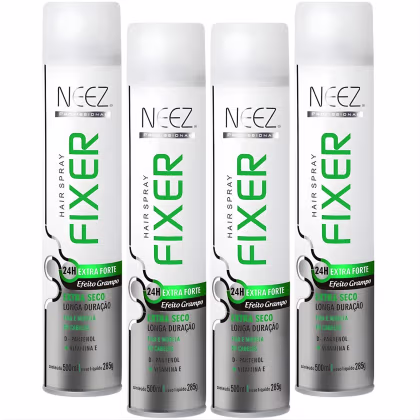 Imagem do produto Kit 4 Spray Fixador De Cabelo Profissional Neez Laque Extra Forte Efeito Grampo 24 Horas 400ml