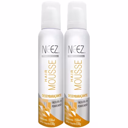 Imagem do produto Kit 2 Mousse Desembaraçante Capilar Neez Finalizador Facilita Penteado Hidratante Ação Rápida 150ml