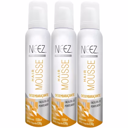 Imagem do produto Kit 3 Mousse Desembaraçante Capilar Neez Finalizador Facilita Penteado Hidratante Ação Rápida 150ml