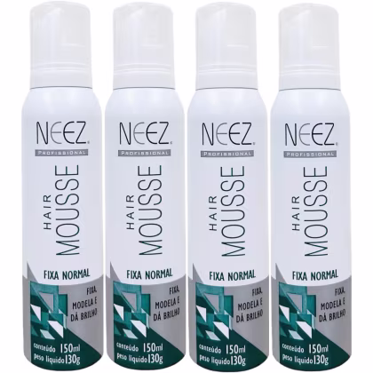 Imagem do produto Kit 4 Mousse Fixador Capilar Neez Finalizador Penteado Hidratante Ação Rápida Fixação Normal 150ml