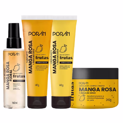 Imagem do produto Kit Poran Manga Rosa Sabonete 145ml, Hidratante 145g, Esfoliante 240g e Body Splash 160ml