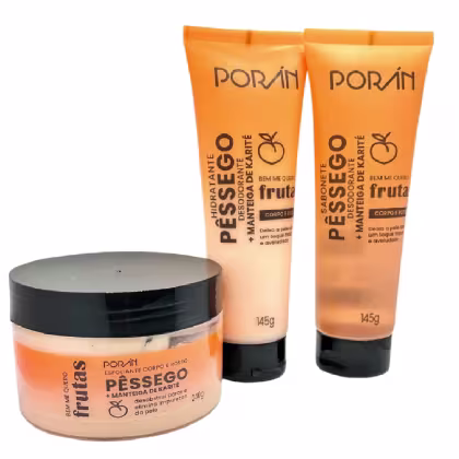 Imagem do produto Kit Poran Pêssego Sabonete 145ml, Hidratante 145g, Esfoliante 240g