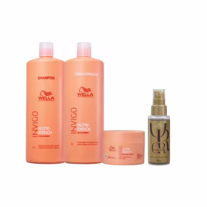 Imagem do produto Kit Wella Enrich 1L Shampoo + Condicionador 1L+ Máscara 150ml + Óleo Oil Reflections 100ml