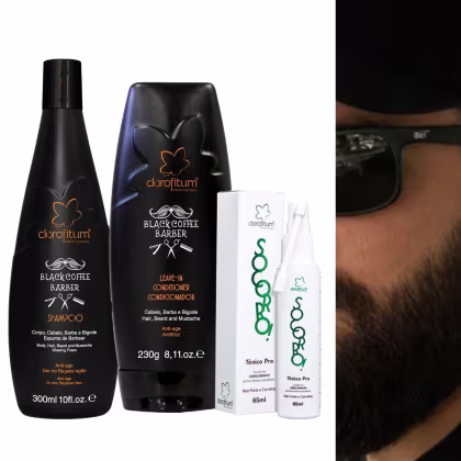 Imagem do produto Kit Black Coffee Shampoo 300ml  Leave In 230ml Tônico Crescimento Clorofitum