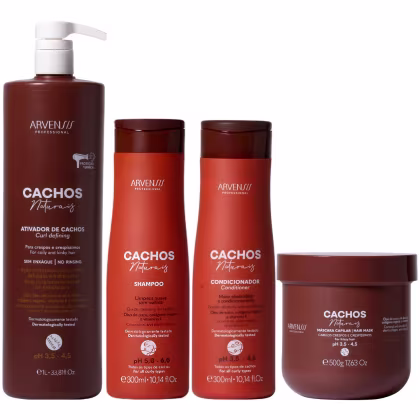 Imagem do produto Kit Arvensis Cachos Naturais Tratamento Completo 4 Produtos Cabelos Crespos C/ Ativador Grande 1L