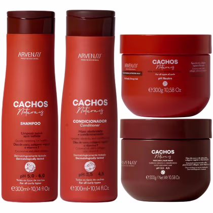 Imagem do produto Kit Arvensis Cachos Naturais Completo 4 Produtos Cabelos Crespos Hidratação Definição Vegano