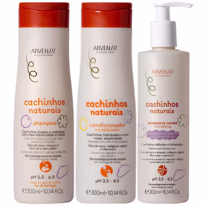 Imagem do produto Kit Shampoo Condicionador Ativador Arvensis Cachinhos Naturais Infantil Crespo Vegano Sem Sulfato