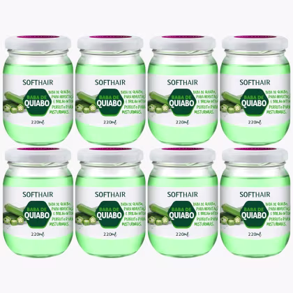 Imagem do produto Kit 8 Baba De Quiabo Soft Hair Hidratação Brilho Capilar Natural Vegano 220ml