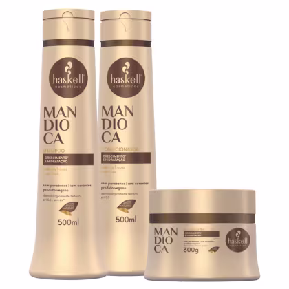 Imagem do produto Kit Haskell Mandioca Shampoo e Condicionador 500ml + Mascara 300g