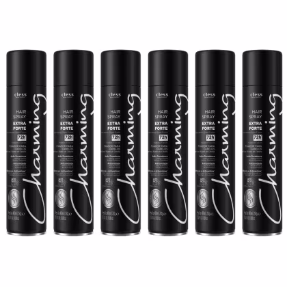 Imagem do produto Kit Hair Spray Fixador Charming Black - Extra Forte 400ml - 6un