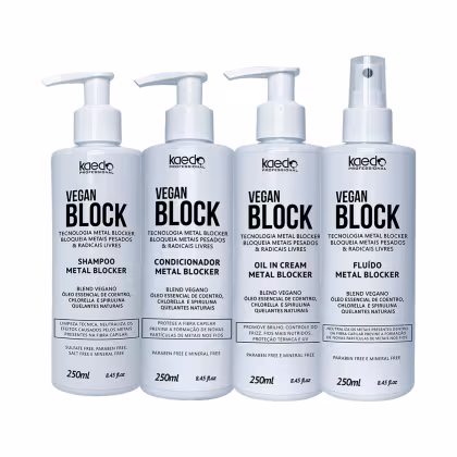 Imagem do produto Kit Kaedo Professional Vegan Block Shampoo, Condicionador, Óleo em Creme, Fluído