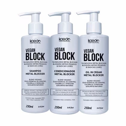 Imagem do produto Kit Kaedo Professional Vegan Block Shampoo, Condicionador, Óleo em Creme